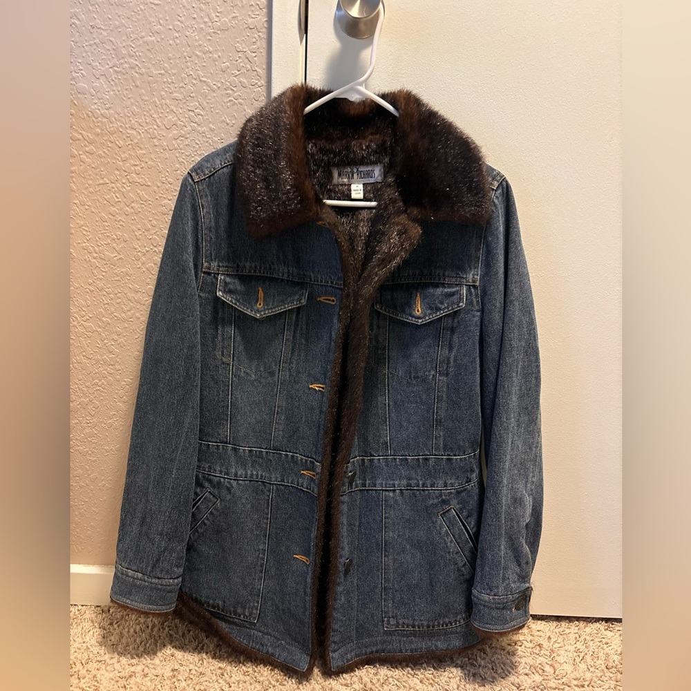 Denim Jacket with Faux Fur Collar